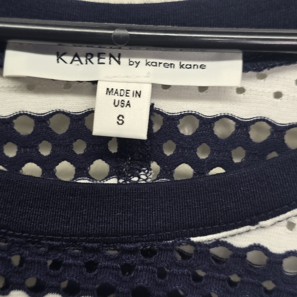 Karen Kane Nautical Striped Top Size S M Dolman Sleeve Navy White Oversized - Picture 4 of 6